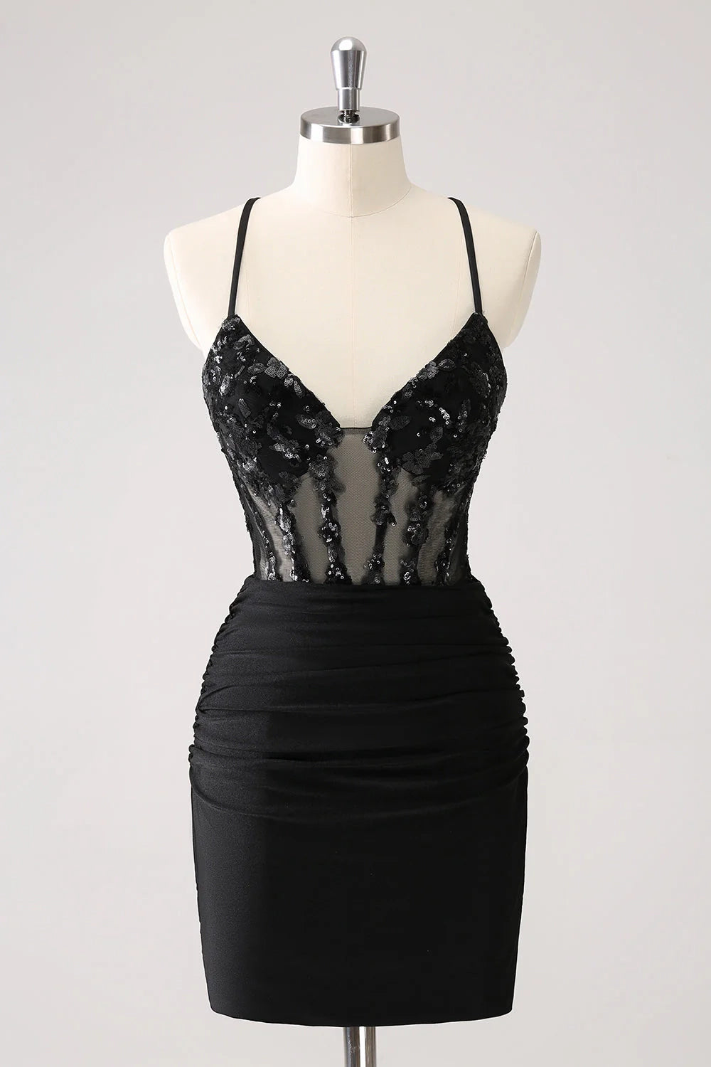 DingJi Wedding Shiny Back Strap Tight Strap Short Homecoming Dresses